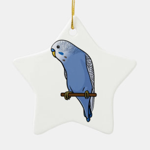 Blue Budgie Ceramic Ornament