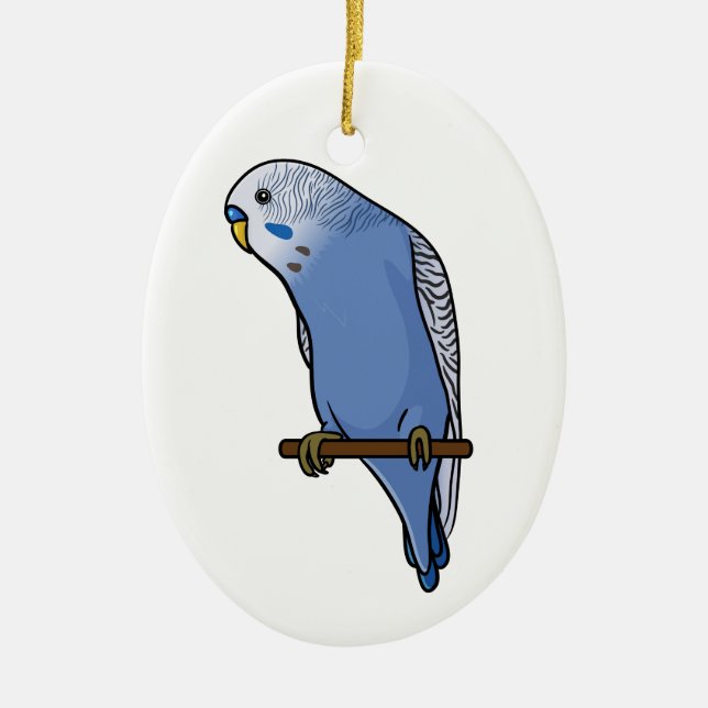 Blue Budgie Ceramic Ornament (Front)