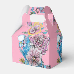 Blue Budgie & Rose Floral Party Cake Favour Box