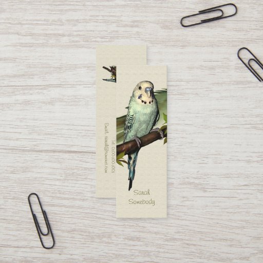 Customizable Blue Budgie Art Skinny Profile Card Business Card Template