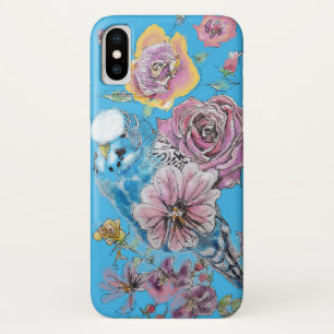 Blue Budgie Watercolor floral Galaxy Phone Case S5