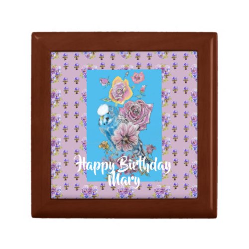 Blue Budgie Watercolor floral Ladies Gift Box