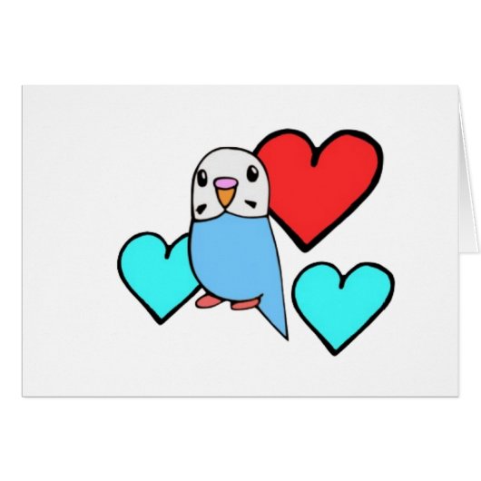 Blue Budgie with Hearts Cards (Front Horizontal)