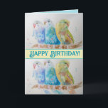 Blue Budgies Watercolor Happy Birthday Budgie Aqua Card<br><div class="desc">Love You Ladies/Woman's/Wifes Name Blue Budgies Watercolor Card or Thank You Card. Designed from one of my original garden watercolors,  enjoy!</div>