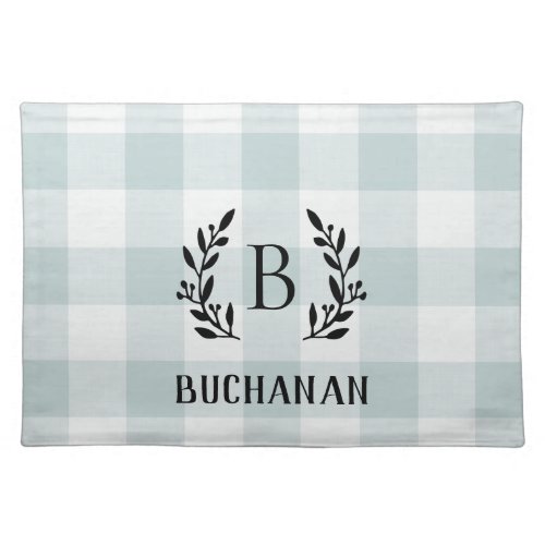 Blue Buffalo Check Family Monogram  Farmhouse Placemat