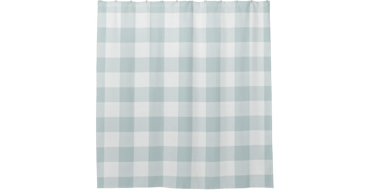 Blue Buffalo Check Farmhouse Bath Decor Shower Curtain Zazzle