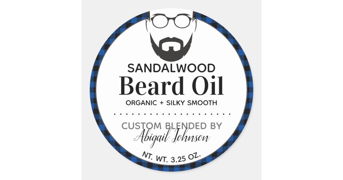 Blue Buffalo Check Men's Beard Oil Stickers | Zazzle
