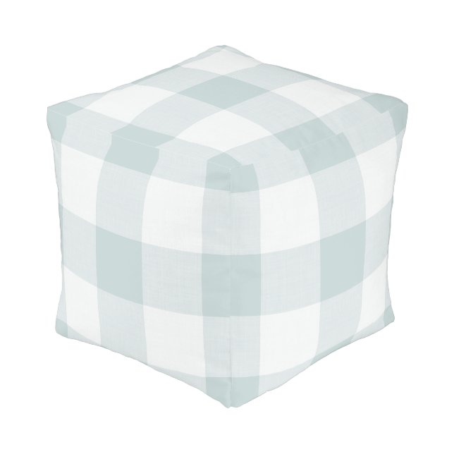 Blue Buffalo Check | Modern Farmhouse Decor Pouf (Angled Front)