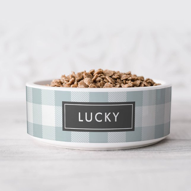 Blue Buffalo Check Monogram | Editable Colors Bowl (Creator Uploaded)