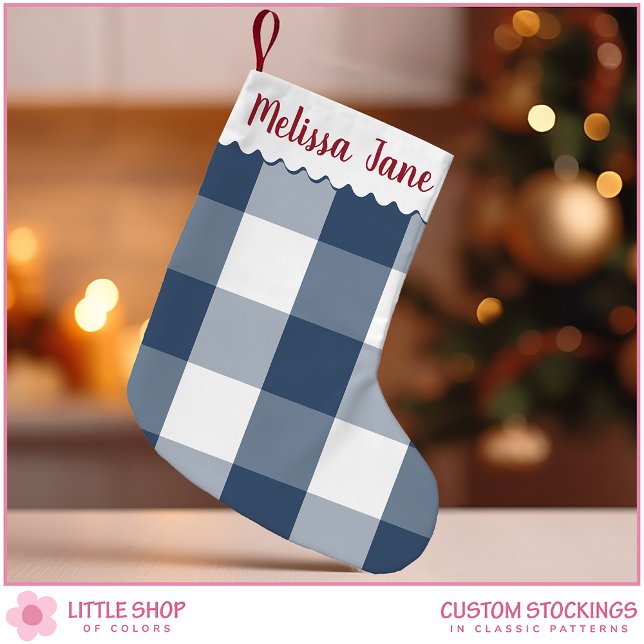 Blue Buffalo Check Monogram Small Christmas Stocking (Creator Uploaded)