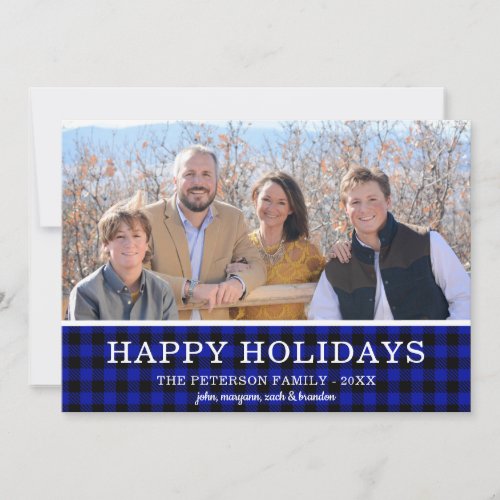Blue Buffalo Check Photo Holiday Card