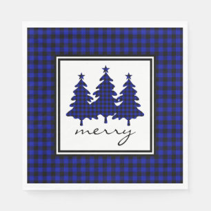 Blue Buffalo Check Pine Trees Napkins