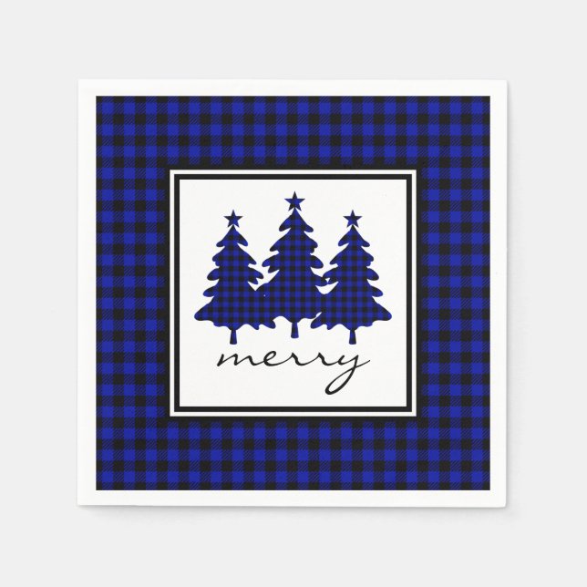 Blue Buffalo Check Pine Trees Napkins (Front)