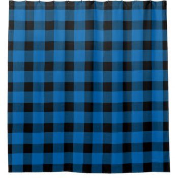Blue Buffalo Country Lumberjack Plaid Shower Curtain by LifeOfRileyDesign at Zazzle