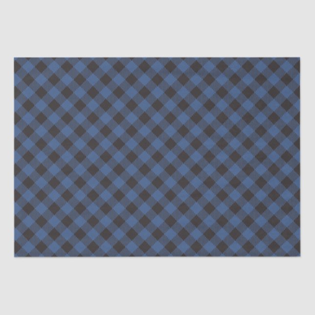 Blue Buffalo Plaid Checkered  Tissue Paper (Front)