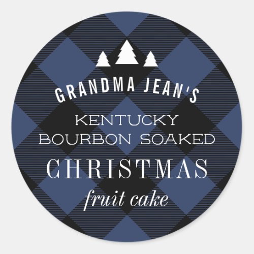 Blue Buffalo Plaid Christmas Tree Gift Classic Round Sticker