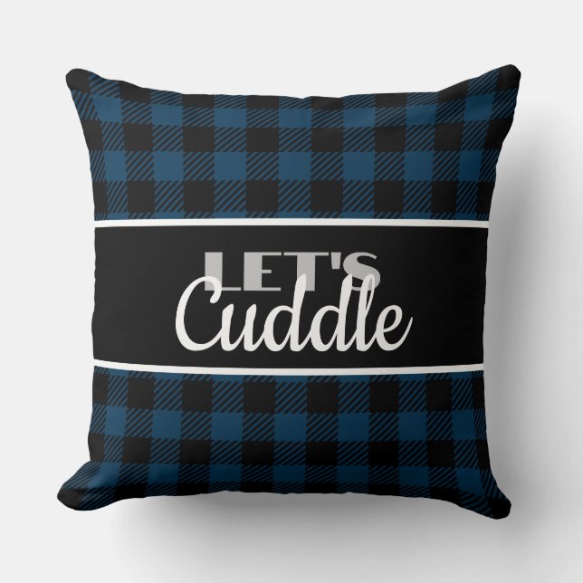 Blue Buffalo Plaid Cuddle Throw Pillow (Front)