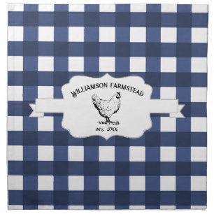 Blue Buffalo Plaid Farm Chicken Cloth Napkin