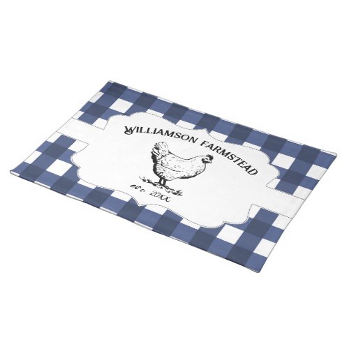 Blue Buffalo Plaid Farm Chicken Cloth Placemat