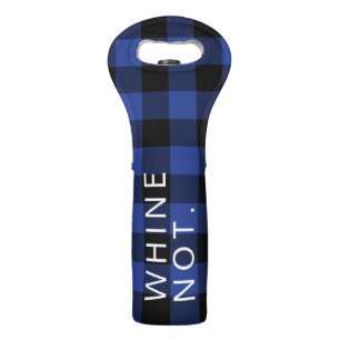 Blue Buffalo Plaid Holiday Funny Wine Bag