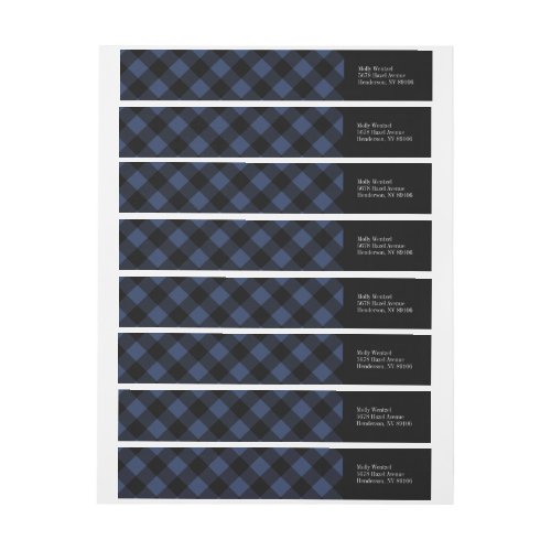 Blue Buffalo Plaid Holiday Wrap Return Address Wrap Around Label