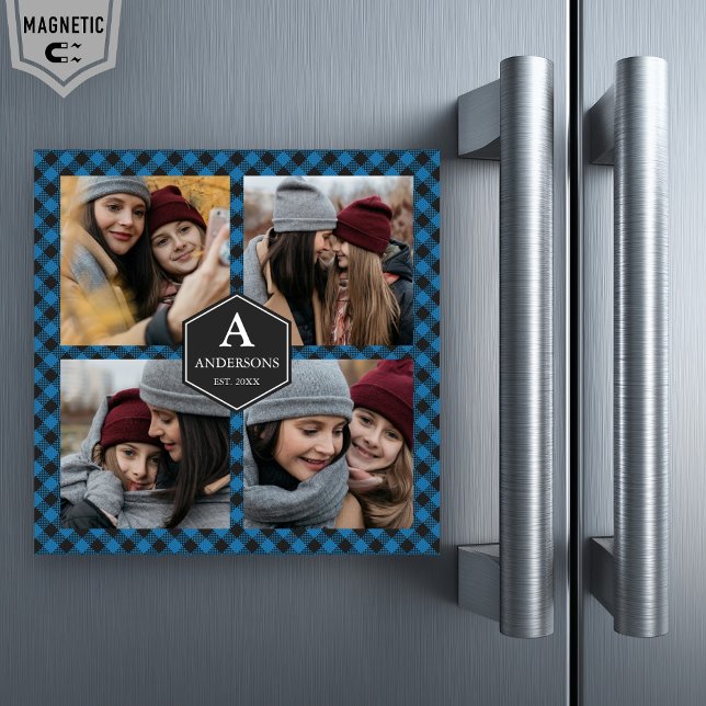 Blue Buffalo Plaid Lumberjack Family Photo Collage (Creator Uploaded)