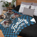 Blue Buffalo Plaid Lumberjack Family Photo Collage Fleece Blanket<br><div class="desc">Upload your favorite photos to make your own unique personalized photo gift.</div>