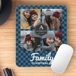 Blue Buffalo Plaid Lumberjack Family Photo Collage Mouse Pad<br><div class="desc">Upload your favorite photos to make your own unique personalized photo gift.</div>