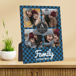 Blue Buffalo Plaid Lumberjack Family Photo Collage Plaque<br><div class="desc">Upload your favorite photos to make your own unique personalized photo gift.</div>