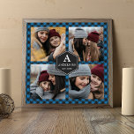 Blue Buffalo Plaid Lumberjack Family Photo Collage Poster<br><div class="desc">Upload your favorite photos to make your own unique personalized photo gift.</div>