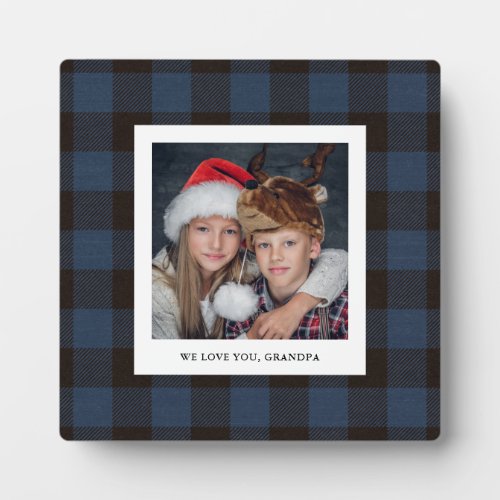 Blue Buffalo Plaid  Photo for Grandpa Plaque