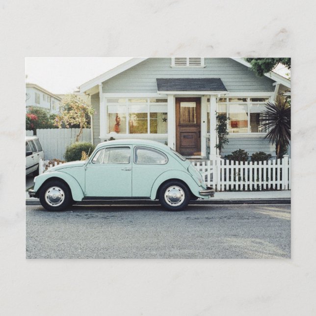 BLUE BUG vintage car & Cottage Postcards (Front)