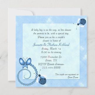 Blue Bugs Couple's Baby Shower Invitation