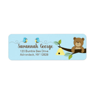 Blue Bumble Bee and Honey Bear Address Labels
