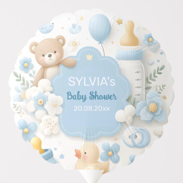 Handgemachte Baby-Dusche Karte Mit Wäscheleine – Süße Glitzer-Karte Für Baby-Party In Blau