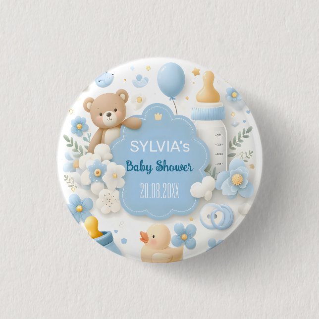 Blue Bundle Joy: Baby Boy Shower Button (Front)