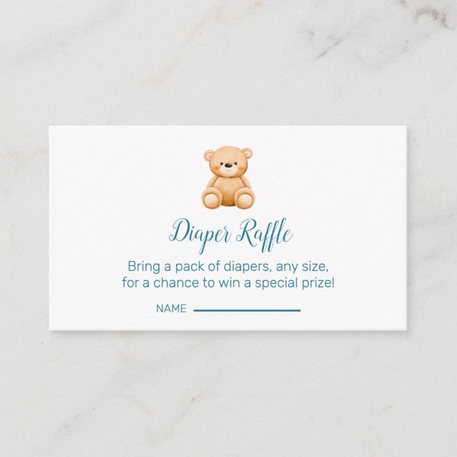 Blue Bundle Joy: Baby Boy Shower Diaper Raffle Enclosure Card (Front)