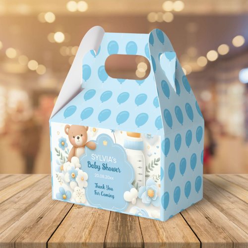 Blue Bundle Joy Teddy Bear Baby Boy Shower Favor Boxes