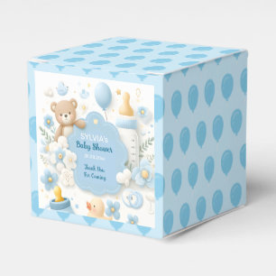 Blue Bundle Joy: Teddy Bear Baby Boy Shower Favor Boxes