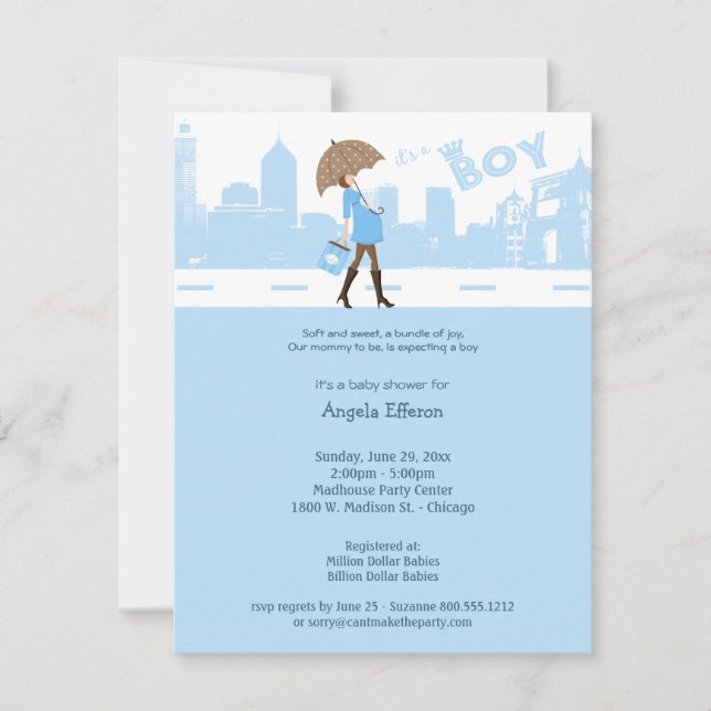 Blue Bundle Of Joy Baby Shower Invitation (Front)