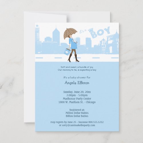 Blue Bundle Of Joy Baby Shower Invitation