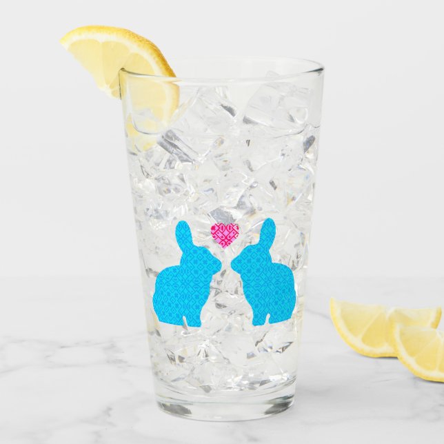 Blue Bunnies and Pink Heart Glass (Front Ice)