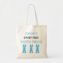 Blue Bunnies Food Allergy Personalized Easter Tote Bag