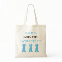 Blue Bunnies Food Allergy Personalized Easter Tote Bag