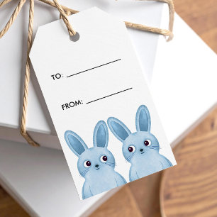 Blue bunnies Gift label with to/from text