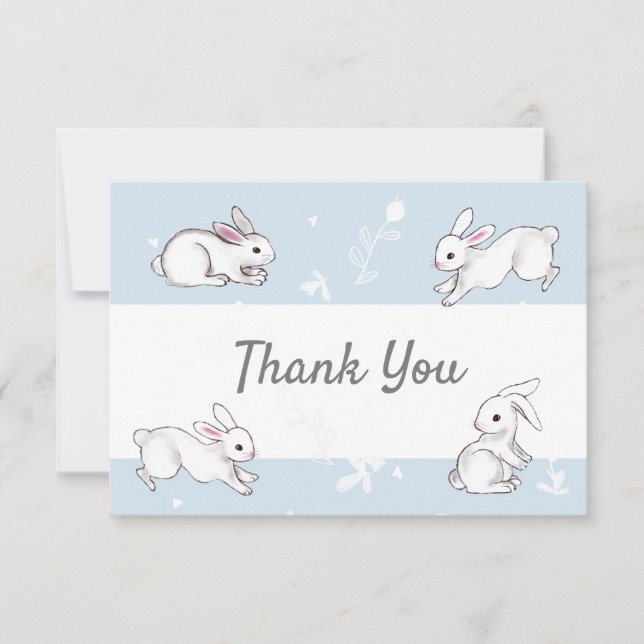 Blue Bunnies Thank You Note Cards (Front)