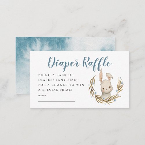 Blue Bunny Baby Shower Diaper Raffle Ticket Enclosure Card