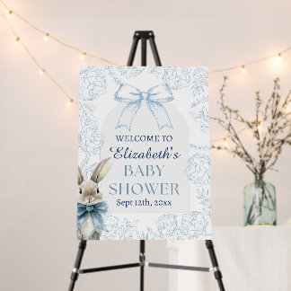 Blue Bunny Baby Shower Foam Core Welcome Sign