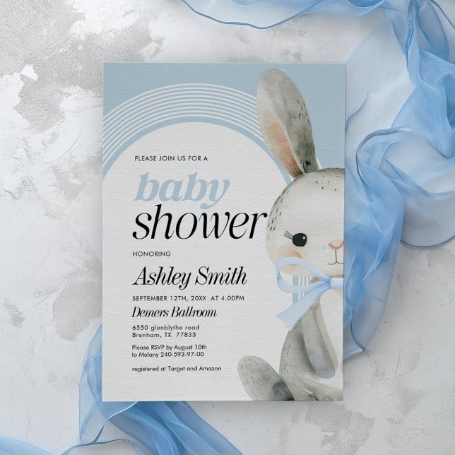 Blue Bunny Baby Shower Invitation (Creator Uploaded)