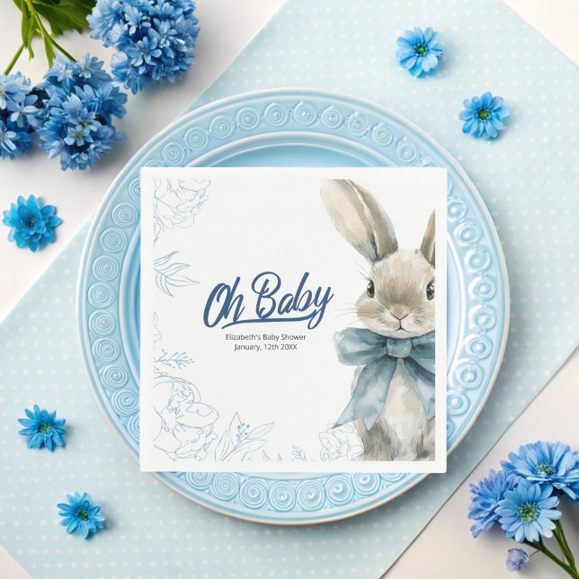 Blue Bunny Baby Shower  Napkins (Creator Uploaded)